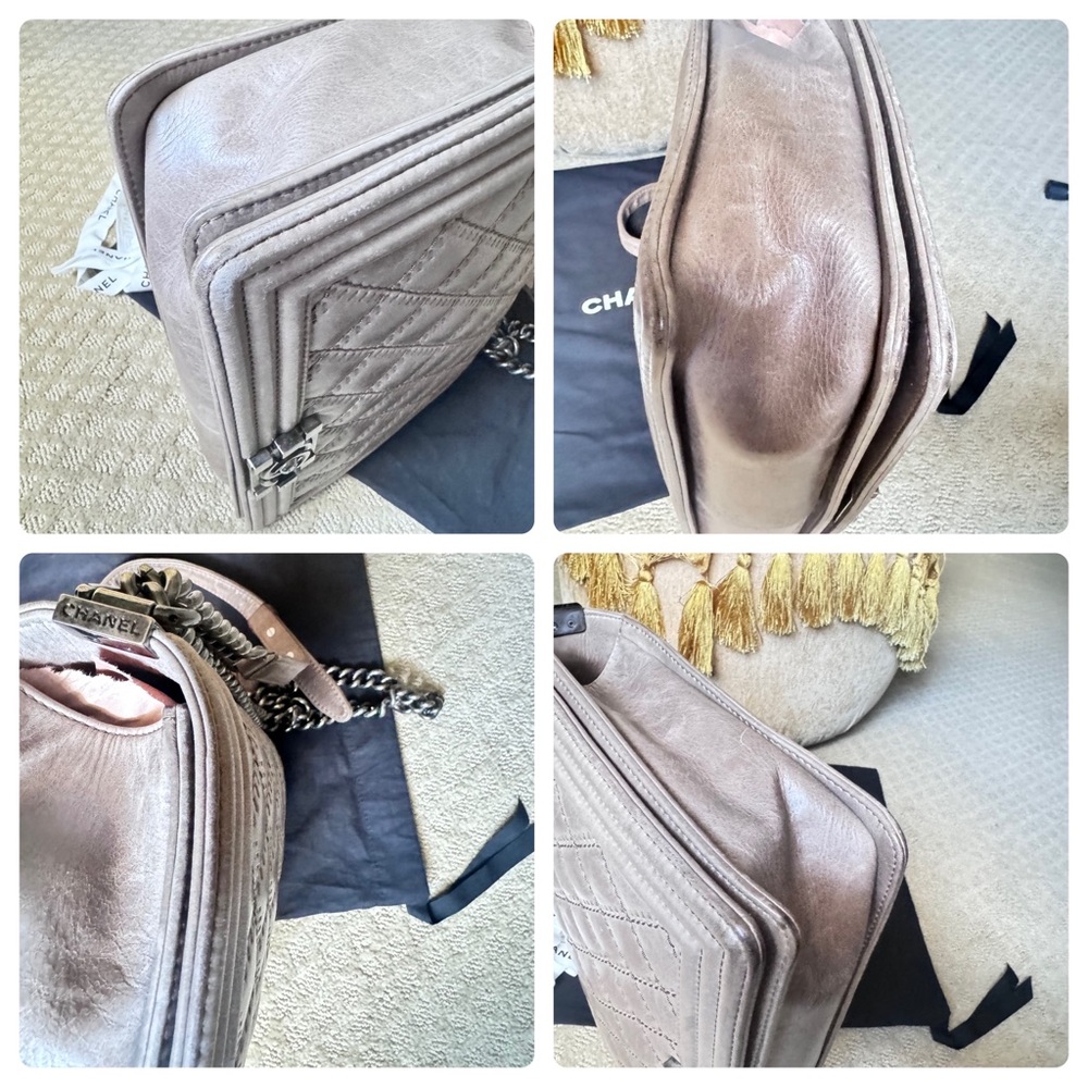 CHANEL Quilted Large Tan Bag with Chain Strap - Picture 12 of 16